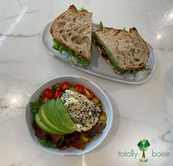 Customizable lunch/dinner bowls offered by a cafe in boise